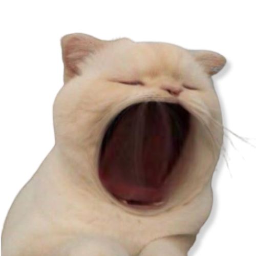 Clickable expressive cat character - Click to yawn!